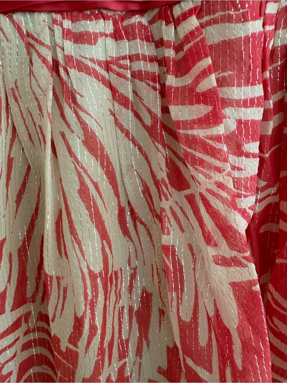 BCBGMAXAZRIA Coral Pink & Cream Strapless Silk Chiffon Cocktail Dress, size 6 - Picture 10 of 11